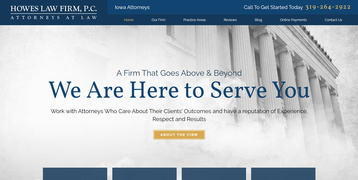 Howes Law Firm Website Design - Homepage