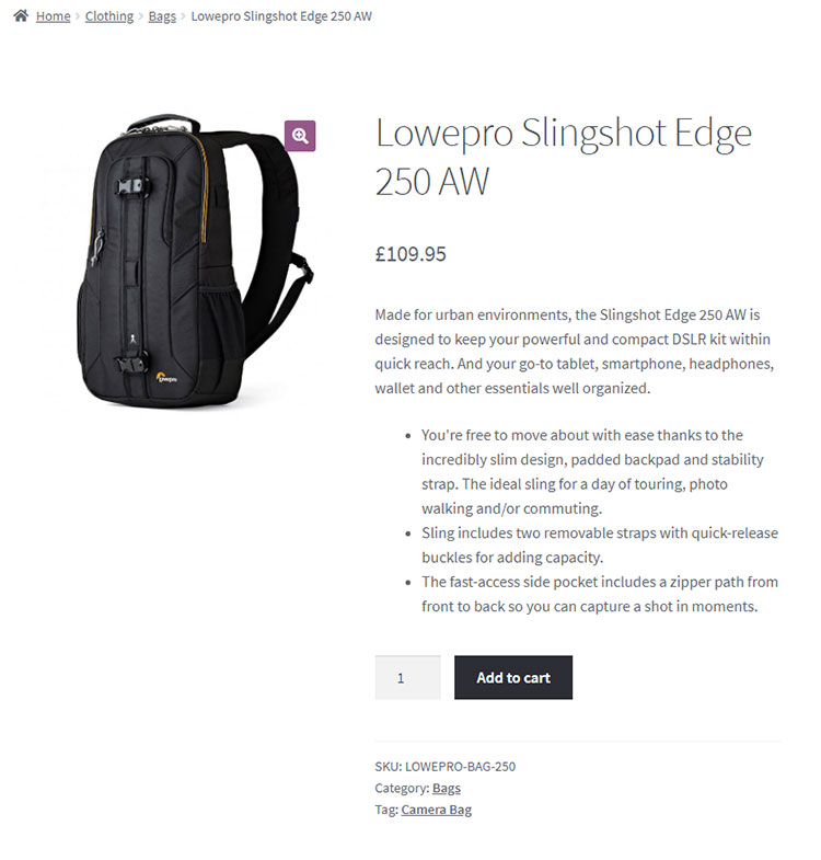 Woocommerce product page