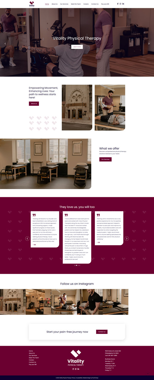 Vitality Physical Therapy Web Design